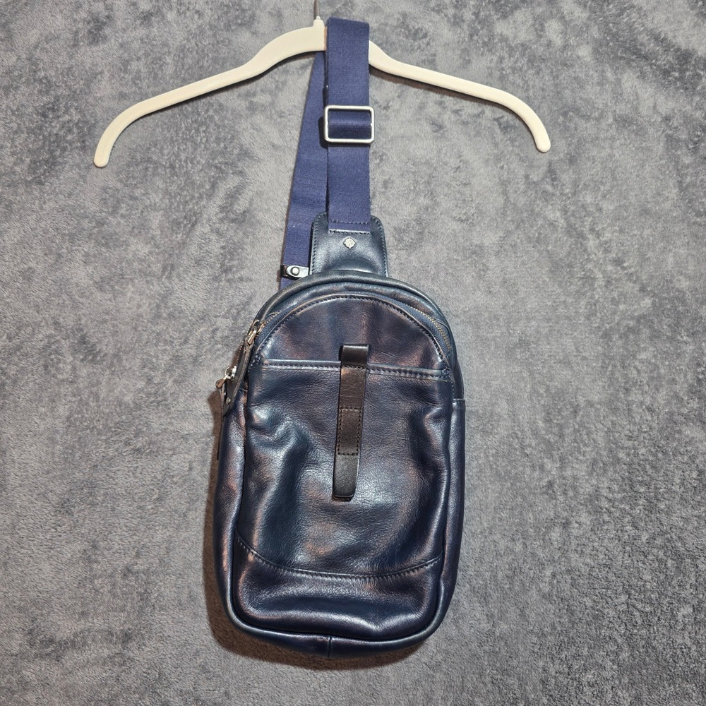 Old Trend Sun Wing Sling Bag Navy Blue Leather Crossbody Vintage Style